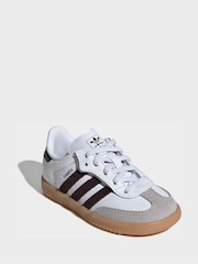 adidas Originals White/Black/Grey Samba OG Comfort Closure Elastic Lace Infant Trainers - Image 1 of 7