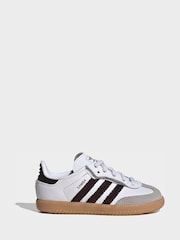 adidas Originals White/Black/Grey Samba OG Comfort Closure Elastic Lace Infant Trainers - Image 2 of 7