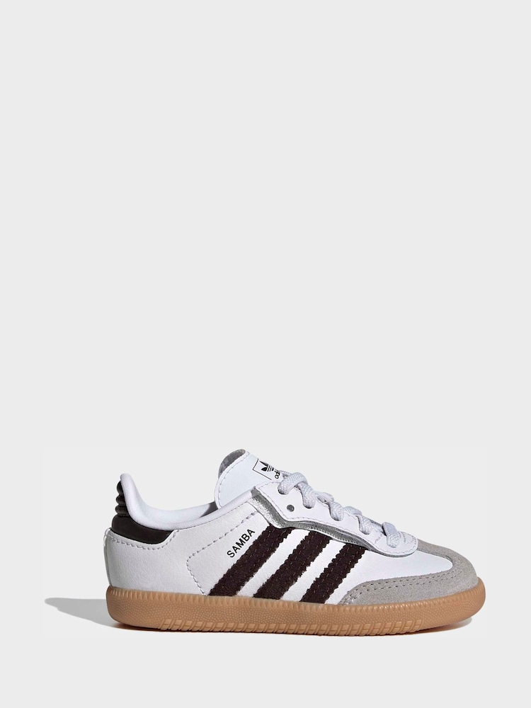 adidas Originals White/Black/Grey Samba OG Comfort Closure Elastic Lace Infant Trainers - Image 2 of 7