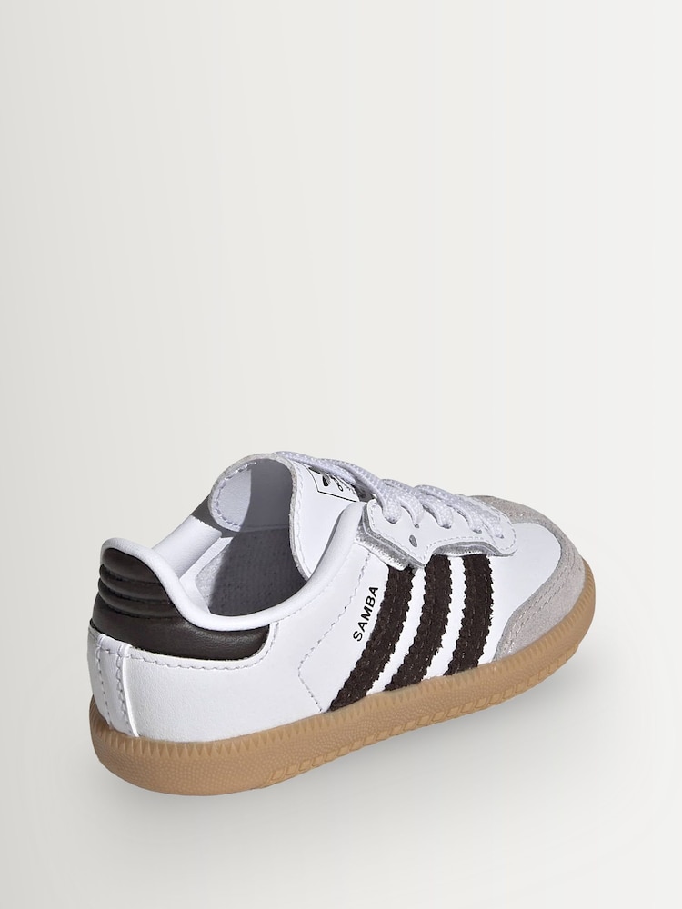 adidas Originals White/Black/Grey Samba OG Comfort Closure Elastic Lace Infant Trainers - Image 8 of 8