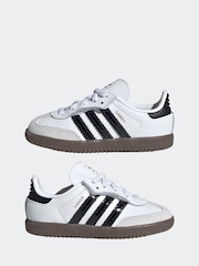 adidas Originals White/Black Samba OG Comfort Closure Elastic Lace Infant Trainers - Image 3 of 11