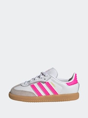 adidas Originals White/Pink Samba OG Comfort Closure Elastic Lace Infant Trainers - Image 4 of 9