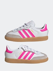 adidas Originals White/Pink Samba OG Comfort Closure Elastic Lace Infant Trainers - Image 5 of 9