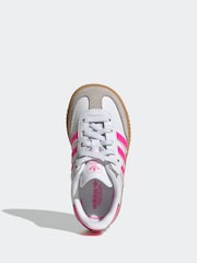 adidas Originals White/Pink Samba OG Comfort Closure Elastic Lace Infant Trainers - Image 6 of 9