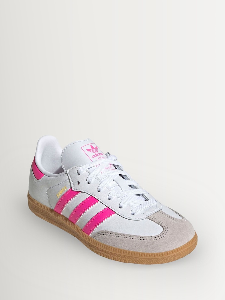 לבן/ורוד/אפור - adidas Originals נעלי ספורט לילדים, דגם Samba OG - תמונה 2 מתוך 7