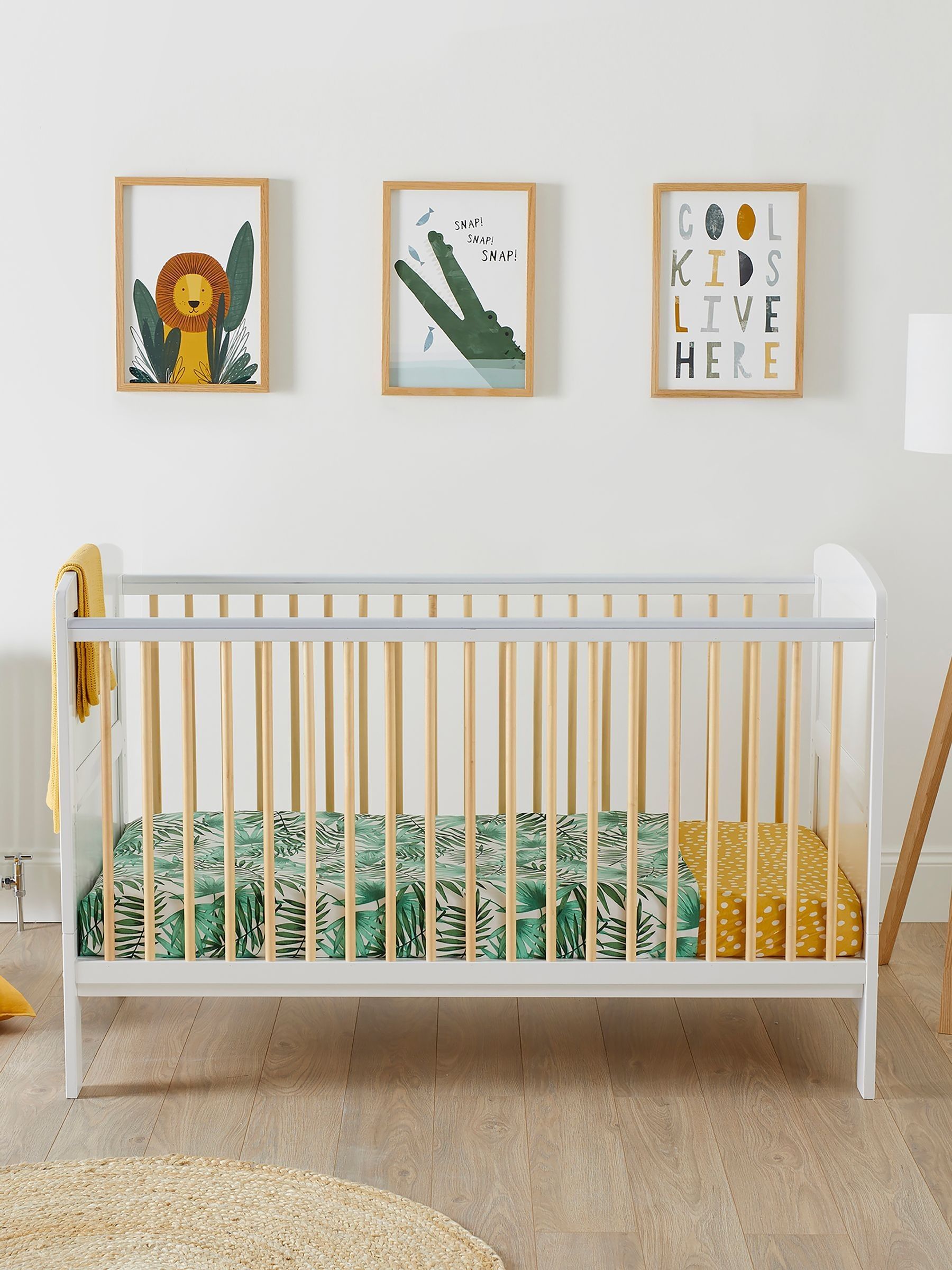 Ickle Bubba Unisex Infant White Coleby Scandi Cot Bed And Fibre Mattress - Image 1