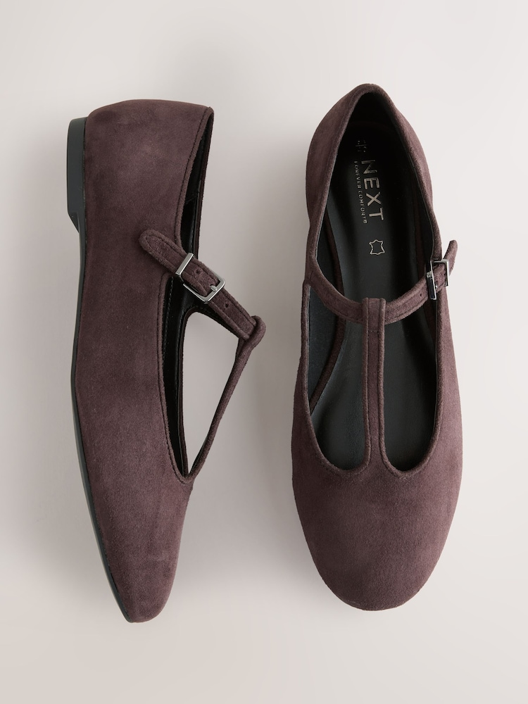 Chocolate Brown Forever Comfort® Round Toe Tbar Flats - Image 1 of 5 Chocolate Brown Forever Comfort® Round Toe Tbar Flats - Image 1 of 5