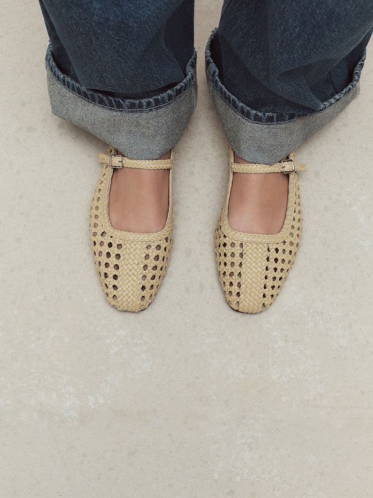 Yellow Forever Comfort® Square Toe Woven Mary Jane Shoes - Image 1 of 6
