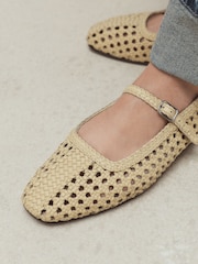 Yellow Forever Comfort® Square Toe Woven Mary Jane Shoes - Image 6 of 6