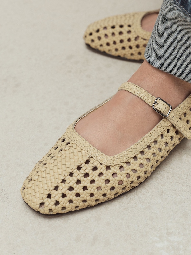Yellow Forever Comfort® Square Toe Woven Mary Jane Shoes - Image 6 of 6