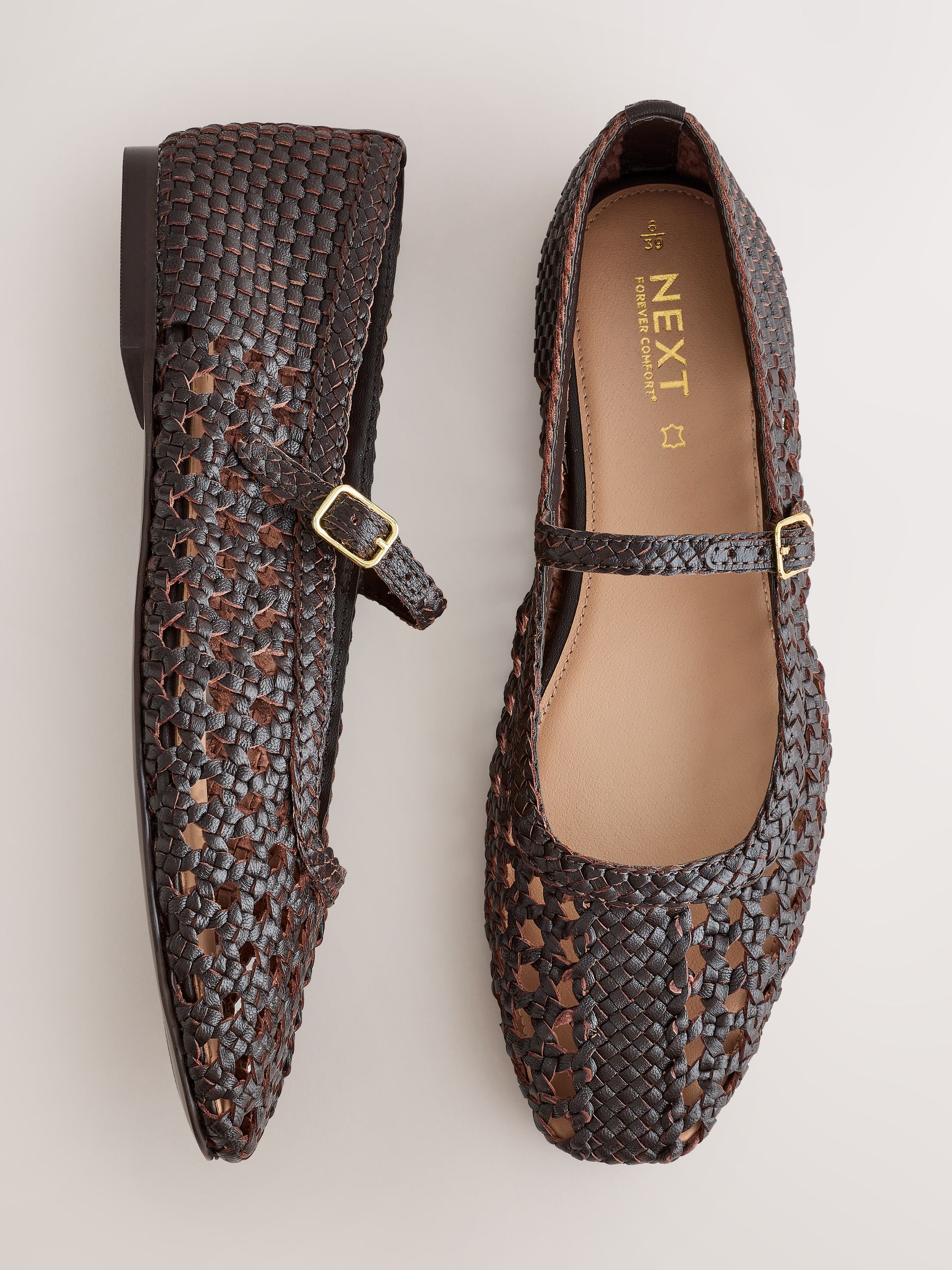 Buy Chocolate Brown Forever Comfort® Square Toe Woven Maryjanes