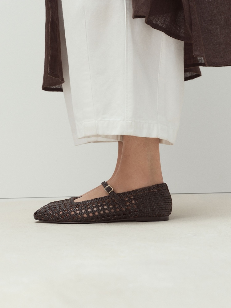 Chocolate Brown Forever Comfort® Square Toe Woven Mary Jane Shoes - Image 2 of 6