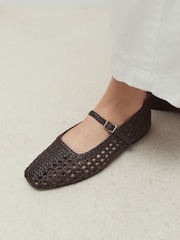Chocolate Brown Forever Comfort® Square Toe Woven Mary Jane Shoes - Image 5 of 6