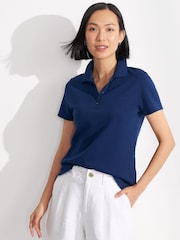 Lands' End Blue Short Sleeve Supima Polo Shirt - Image 1 of 3