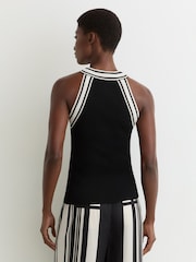 Reiss Black/White Ivanna Contrast-Neckline Rib-Knit Top - Image 5 of 6