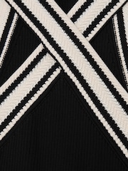Reiss Black/White Ivanna Contrast-Neckline Rib-Knit Top - Image 6 of 6