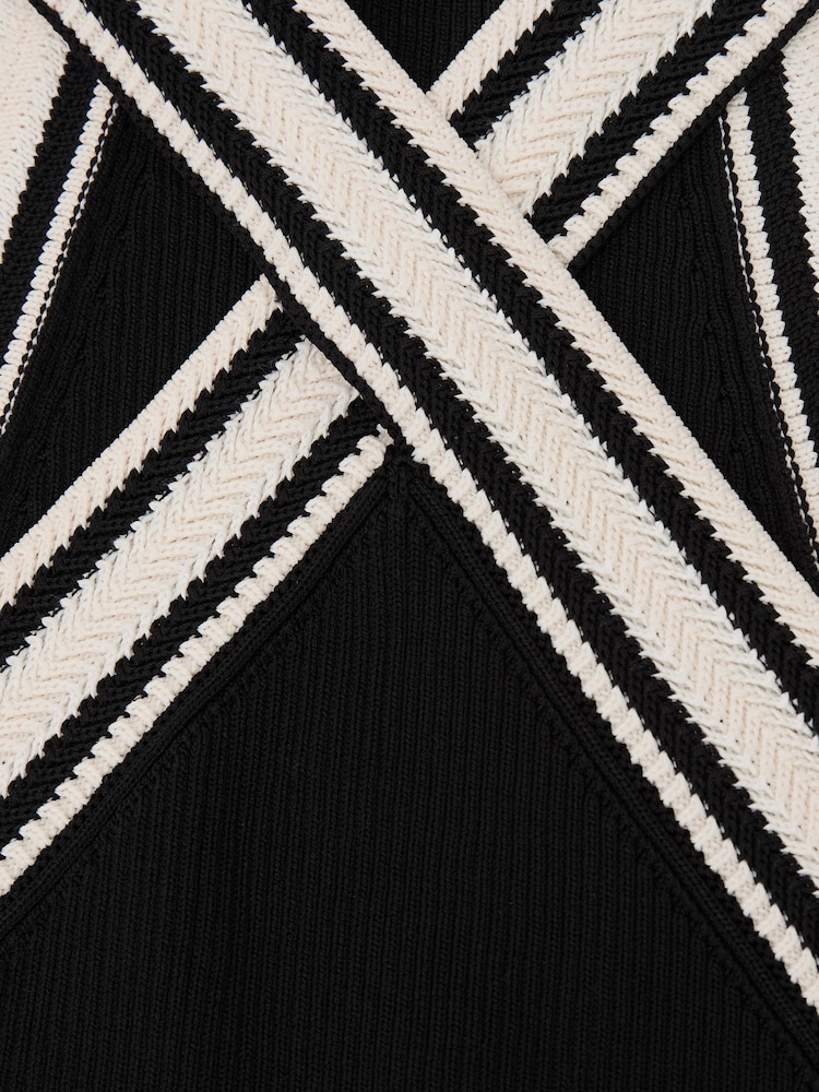 Reiss Black/White Ivanna Contrast-Neckline Rib-Knit Top - Image 6 of 6