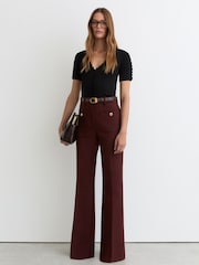 Սև - Reiss Marcy Scallop-Trim Rib-Knit Top - Պատկեր 1 6-ից