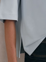 Reiss Ice Blue Lara Cotton Ribbed-Neck Oversized T-Shirt - Image 5 of 6