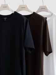 Reiss White/Navy/Coco Brown Bless 3 Pack Cotton Crew-Neck Tailored-Fit T-Shirts 3-Pack - Image 7 of 7