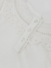Reiss Ivory Alessia Cotton Broderie Anglaise Collared Top - Image 4 of 4