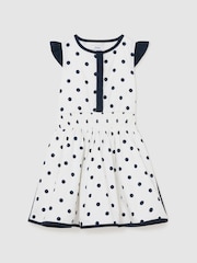 Reiss Navy/White Clarence 3-9 yrs Cotton Polka-Dot Waisted Dress - Image 1 of 3