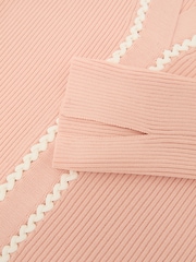 Reiss Pink/Ivory Lauri Craft-Stitch Rib-Knit Top - Image 6 of 6