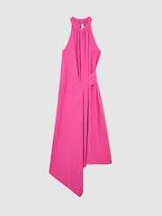 Reiss Raspberry Pink Maeve Drape-Detail Sleeveless Midi Dress - Image 2 of 8