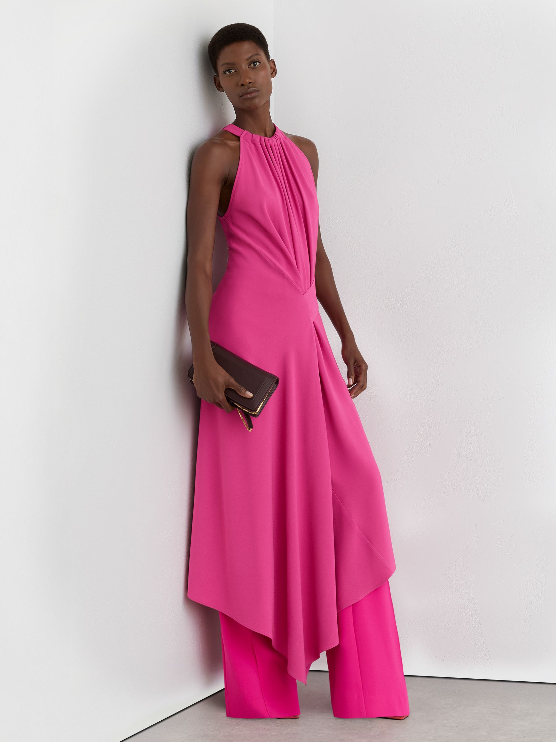エムズグレイシー　ピンクカットソー Buy Reiss Raspberry Pink Maeve Drape-Detail Sleeveless Midi Dress