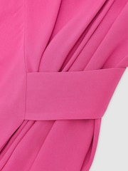 Reiss Raspberry Pink Maeve Drape-Detail Sleeveless Midi Dress - Image 8 of 8