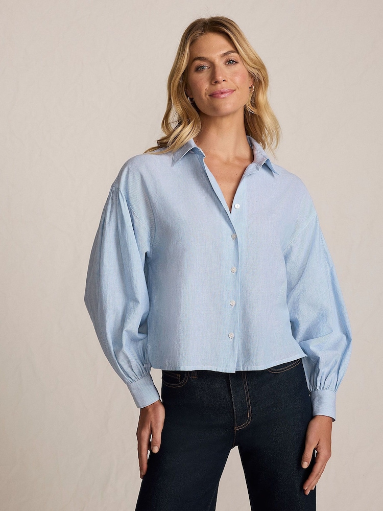 Lands' End Blue Lightweight Cropped Shirt - Image 1 of 4