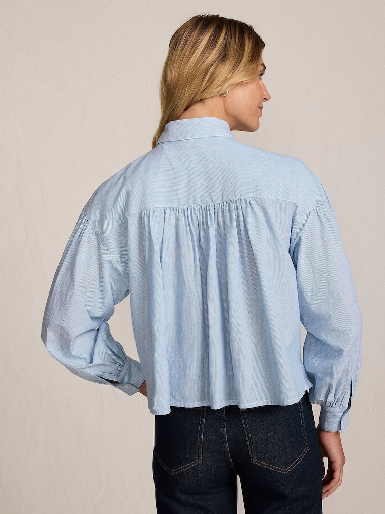 Lands' End Blue Lightweight Cropped Shirt - Image 2 of 4