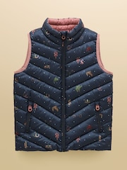 Joules Girls' Crofton Navy Horse Showerproof Padded Gilet - Image 1 of 5