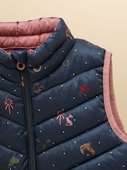 Joules Girls' Crofton Navy Horse Showerproof Padded Gilet - Image 3 of 5