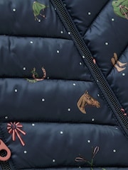 Joules Girls' Crofton Navy Horse Showerproof Padded Gilet - Image 4 of 5
