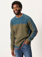FatFace Khaki Green Hoyle Panel Crew Sweat Top - Image 4 of 6