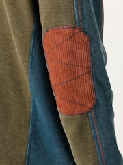 FatFace Khaki Green Hoyle Panel Crew Sweat Top - Image 5 of 6