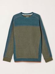 FatFace Khaki Green Hoyle Panel Crew Sweat Top - Image 6 of 6