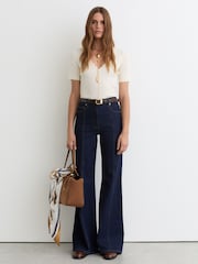 Փղոսկրի - Reiss Marcy Scallop-Trim Rib-Knit Top - Պատկեր 1 6-ից