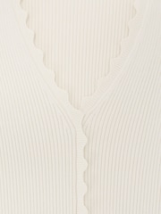 Փղոսկրի - Reiss Marcy Scallop-Trim Rib-Knit Top - Պատկեր 6 6-ից