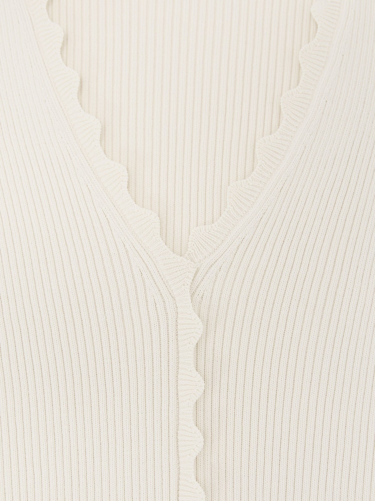 Փղոսկրի - Reiss Marcy Scallop-Trim Rib-Knit Top - Պատկեր 6 6-ից