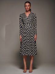 Jolie Moi Black Jolie Moi Puff Long Sleeve Jersey Midi Black Dress - Image 1 of 6