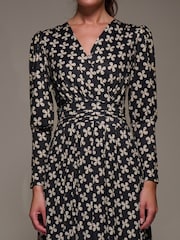 Jolie Moi Black Jolie Moi Puff Long Sleeve Jersey Midi Black Dress - Image 3 of 6