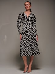 Jolie Moi Black Jolie Moi Puff Long Sleeve Jersey Midi Black Dress - Image 4 of 6