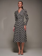 Jolie Moi Black Jolie Moi Puff Long Sleeve Jersey Midi Black Dress - Image 5 of 6