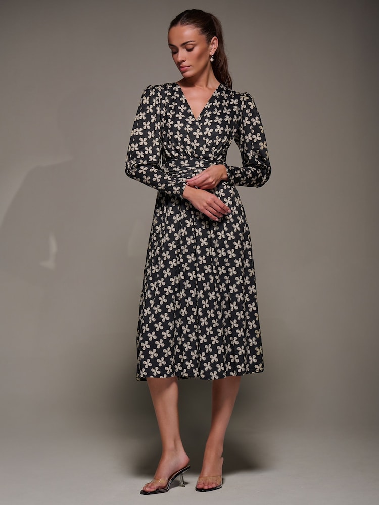 Jolie Moi Black Jolie Moi Puff Long Sleeve Jersey Midi Black Dress - Image 6 of 6
