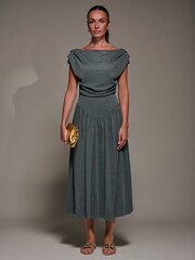Jolie Moi Green Asymmetric Neckline Midaxi Dress - Image 1 of 6