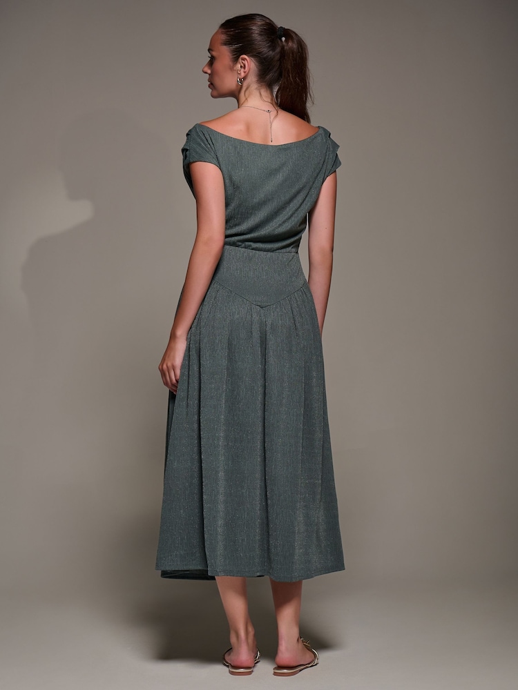 Jolie Moi Green Asymmetric Neckline Midaxi Dress - Image 2 of 6