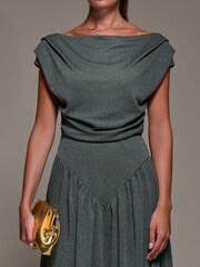 Jolie Moi Green Asymmetric Neckline Midaxi Dress - Image 3 of 6