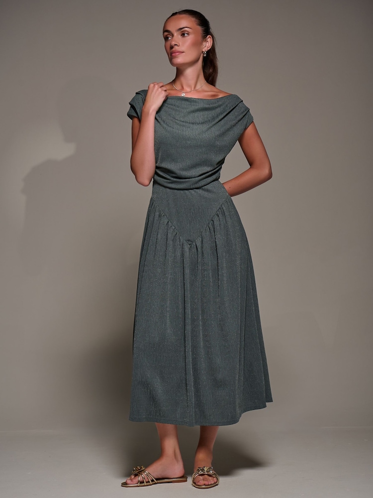Jolie Moi Green Asymmetric Neckline Midaxi Dress - Image 6 of 6